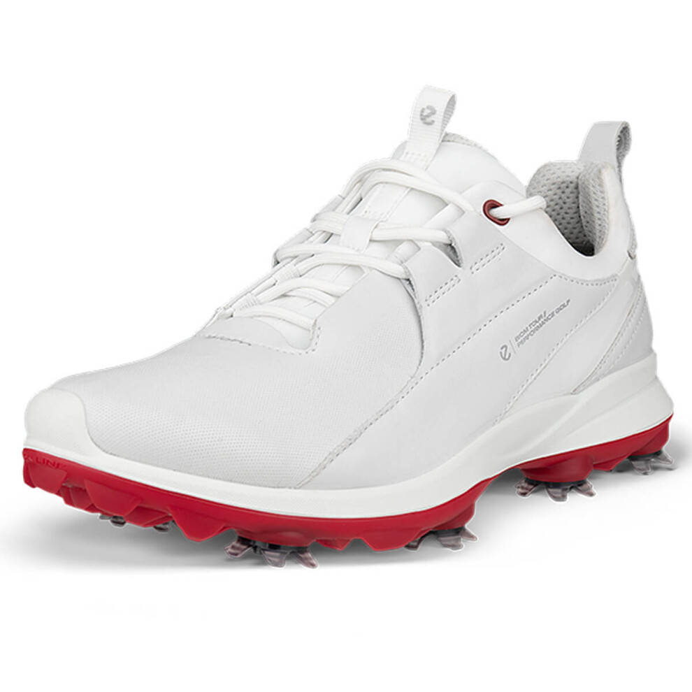 (UK 5-5.5, White) Ecco Womens 2025 BIOM Tour Lace Leather Waterproof Fluidform Spiked Golf Shoes