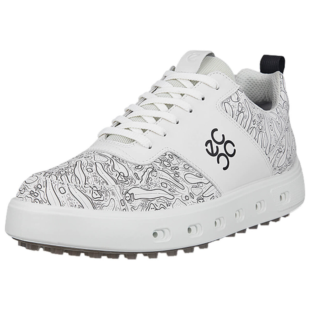 (UK 10, White) Ecco Mens 2025 Street 720 Hybrid Leather Waterproof Spikeless Golf Shoes