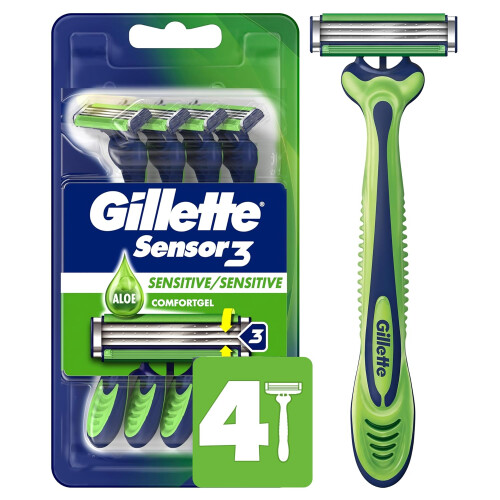 Gillette Gillette Sensor3 Sensitive Einweg-Rasierer für Herren, 12 Rasierer