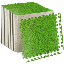 (Grass, 32Pcs (128 sq.ft)) Gym Floor Mat Eva Foam Exercise Interlocking Tiles