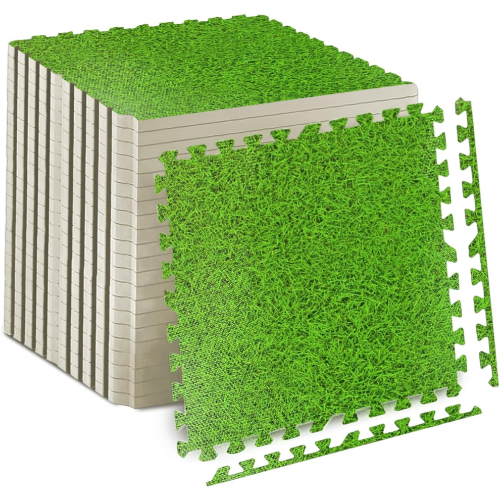 (Grass, 40Pcs (160 sq.ft)) Gym Floor Mat Eva Foam Exercise Interlocking Tiles
