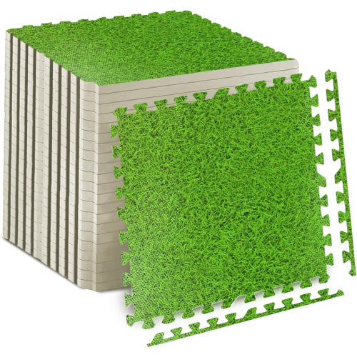 (Grass, 48Pcs (192 sq.ft)) Gym Floor Mat Eva Foam Exercise Interlocking Tiles