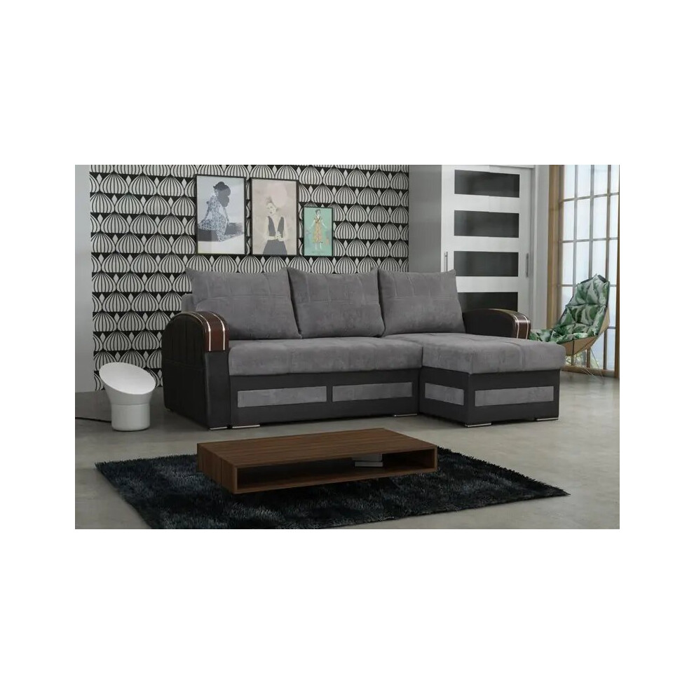 (Grey, Right Corner) Sydney Ottoman Storage Corner Sofa Bed