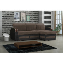 (Brown, Right Corner) Sydney Ottoman Storage Corner Sofa Bed