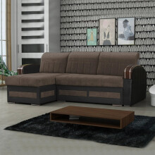 (Brown, Left Corner) Sydney Ottoman Storage Corner Sofa Bed