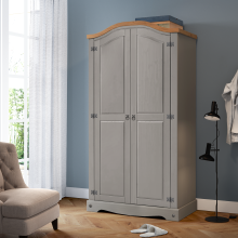 Corona Grey Wax 2 Door Arch Top Wardrobe Solid Wood Pine Wooden