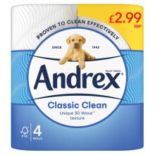 Andrex Classic Clean Toilet Tissue 4 Rolls (Case of 6)