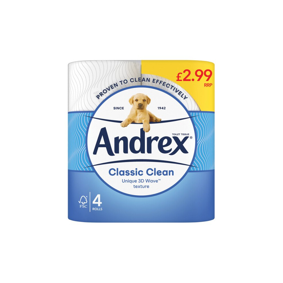Andrex Classic Clean Toilet Tissue 4 Rolls (Case Of 6)