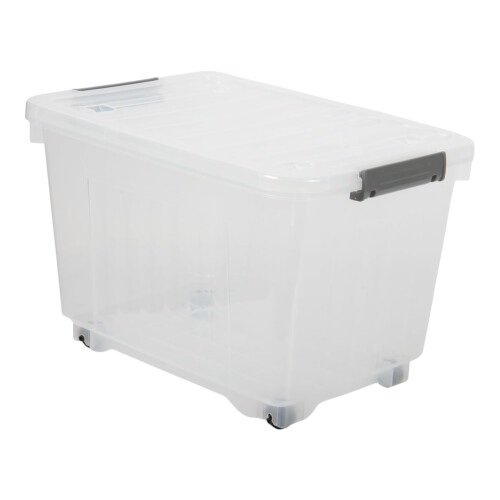(Single) Jolie Max 16L Storage Boxes with Wheels. Stackable & Transparent, Lids & Buckles.