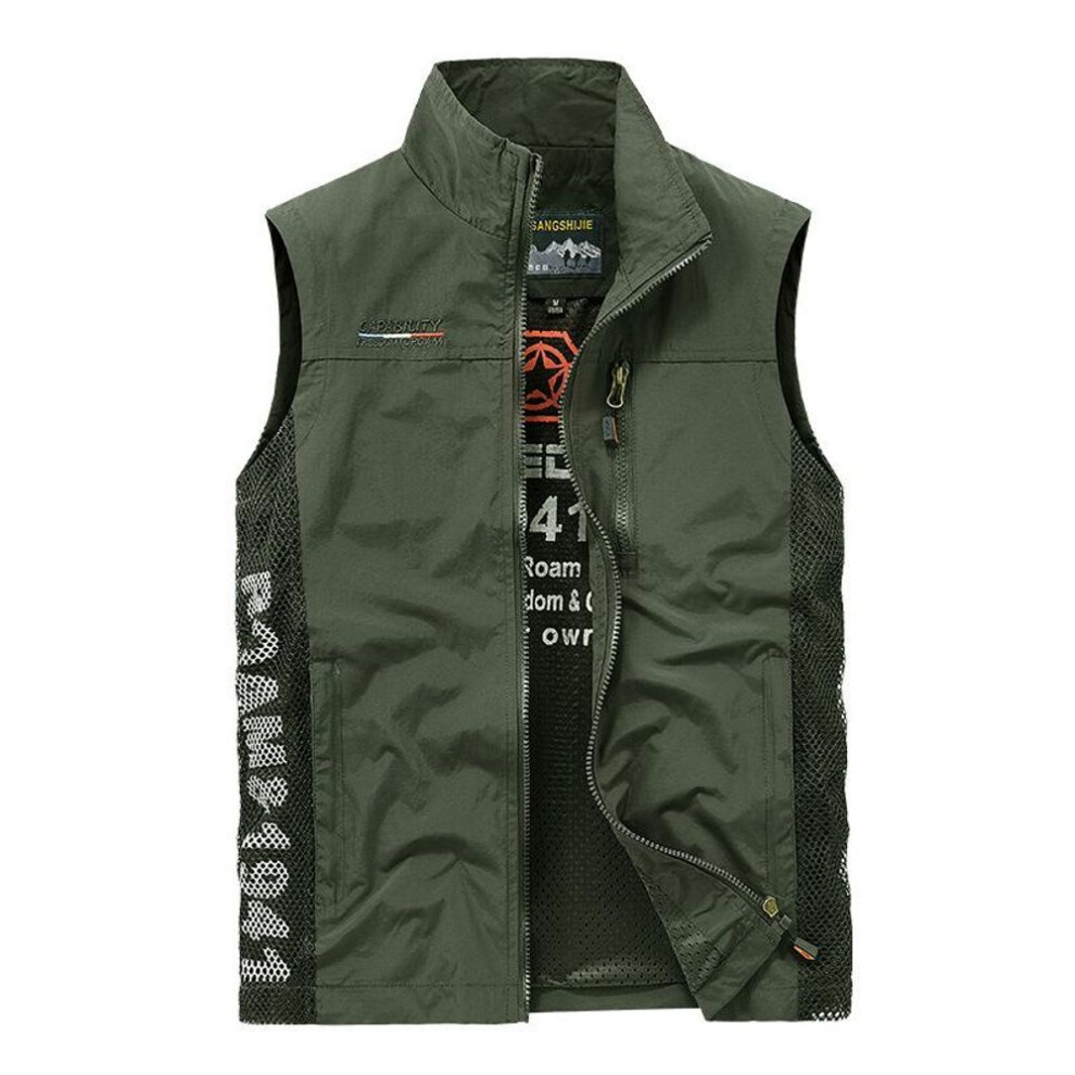 (army green, L) Men &apos;s Vest Men &apos;s Sports Fishing Vest Tooling Vest Casual Quick -drying Breathable Men &apos;s Vest