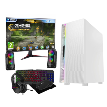 Galaxy White Gaming PC Bundle i5 16GB RAM 1TB+256GB SSD GT1030 4GB + Speakers