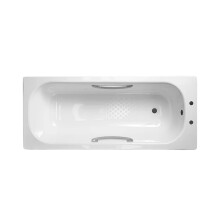 Nes Home Premium 1600 x 700mm 2TH Steel Enamel Bath Anti Slip Base & Handles