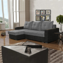 (Grey, Left Corner) Scotia Fabric Ottoman Storage Corner Sofa Bed