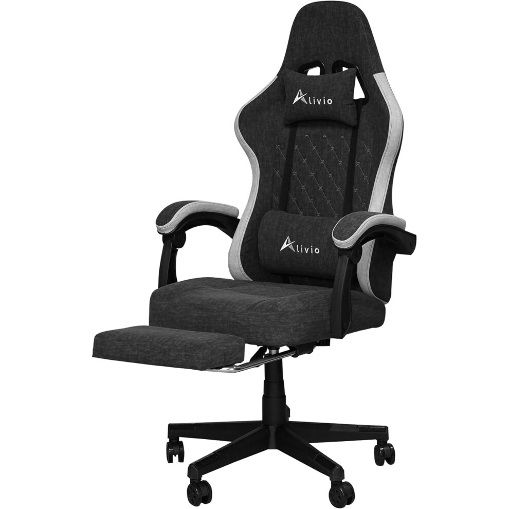 (BLACK) Alivio Fabric 360 Degree Swivel Video Gaming Chair