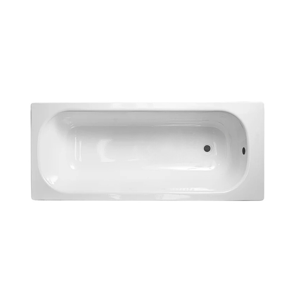 Nes Home Nes Home 1500 x 700mm Steel Enamel White Round Bath & Pre-drilled Waste Hole