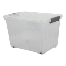 (Single) Jolie Max 44L Storage Boxes with Wheels. Stackable & Transparent, Lids & Buckles