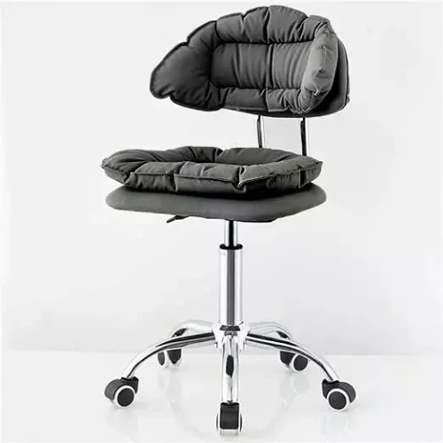 (Grey) Modern Adjustable Desk Chair Stool with Backrest 2