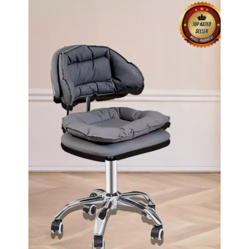 (Grey) Modern Adjustable Desk Chair Stool with Backrest