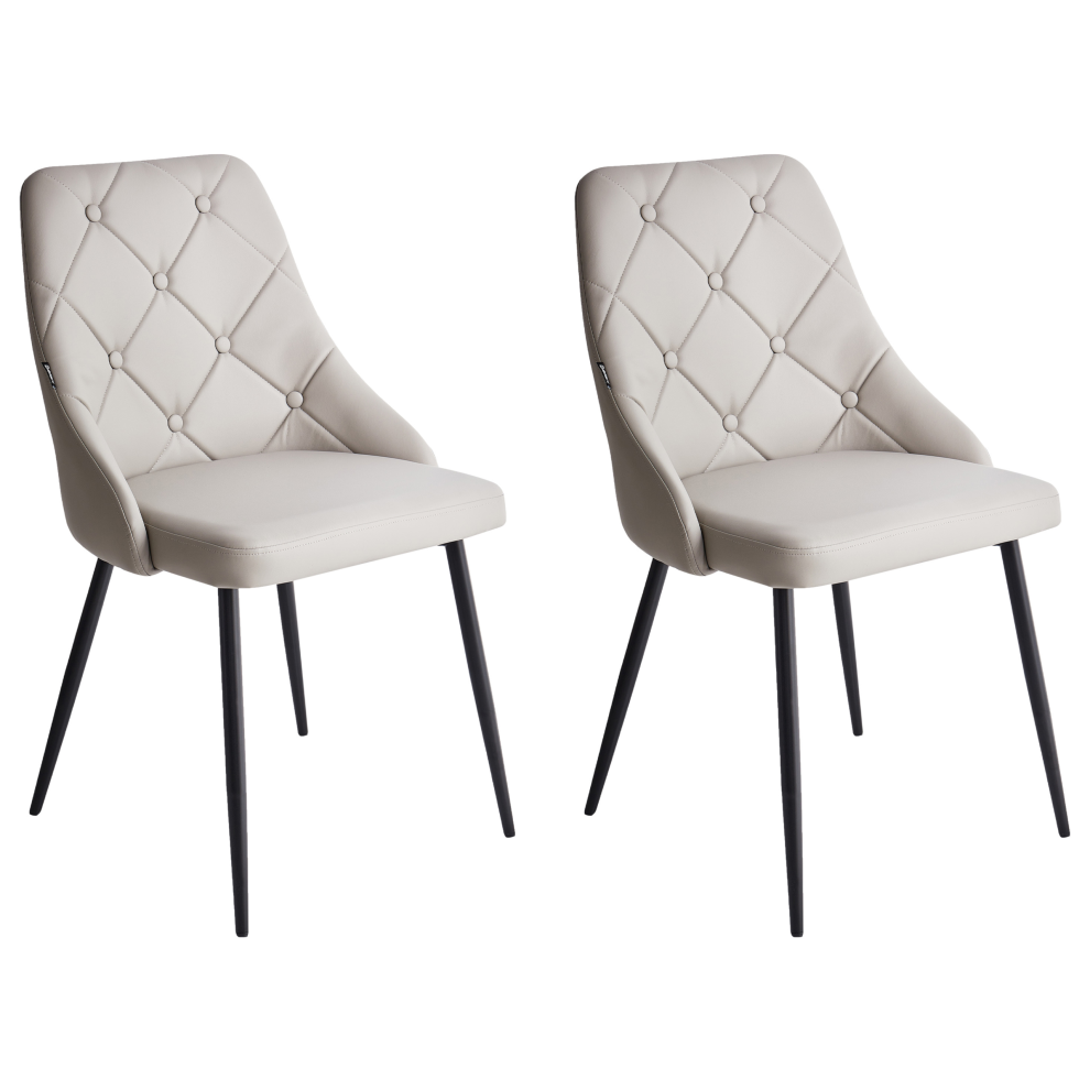 Set of 2 Dining Chairs VALERIE Faux Leather Light Grey