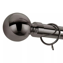(70-120 cm (28" - 48" In), Black Nickel) Metal Curtain Pole Heavy Duty Plain Ball Rod with All Accessories &amp; Holdback Pair