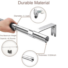 (120-210 cm (48" - 83" In), Chrome) Metal Curtain Pole Heavy Duty Plain Ball Rod with All Accessories & Holdback Pair