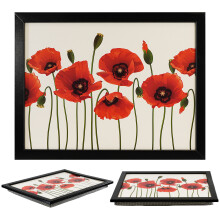(Poppies) GEEZY Large Wooden Bean Bag Cushioned Lap Tray - 44 x 34cm
