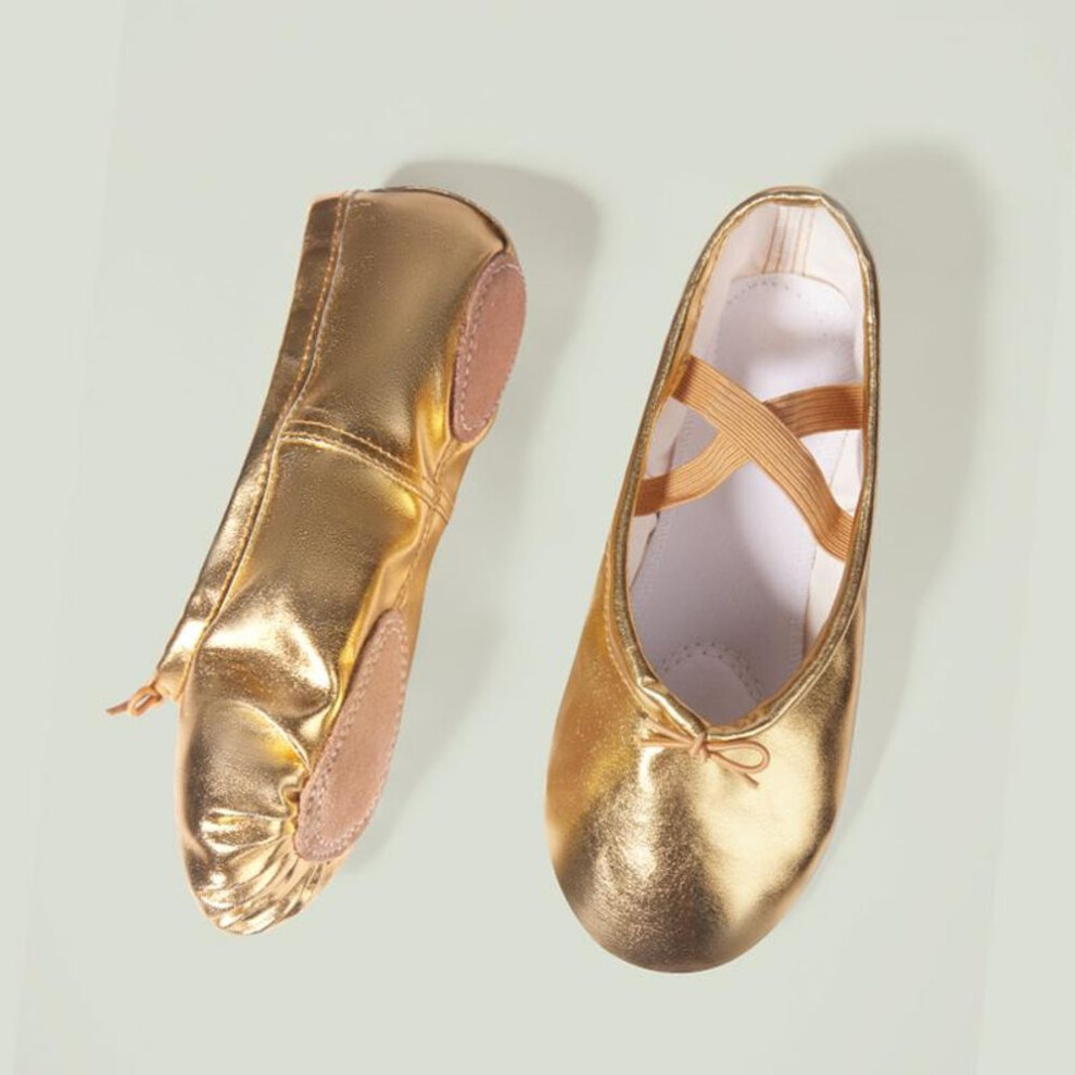 (gold, 40) PU Ballet Shoes Yoga Shoes Exercise Shoes Gold and Silver Ladies Dance Shoes