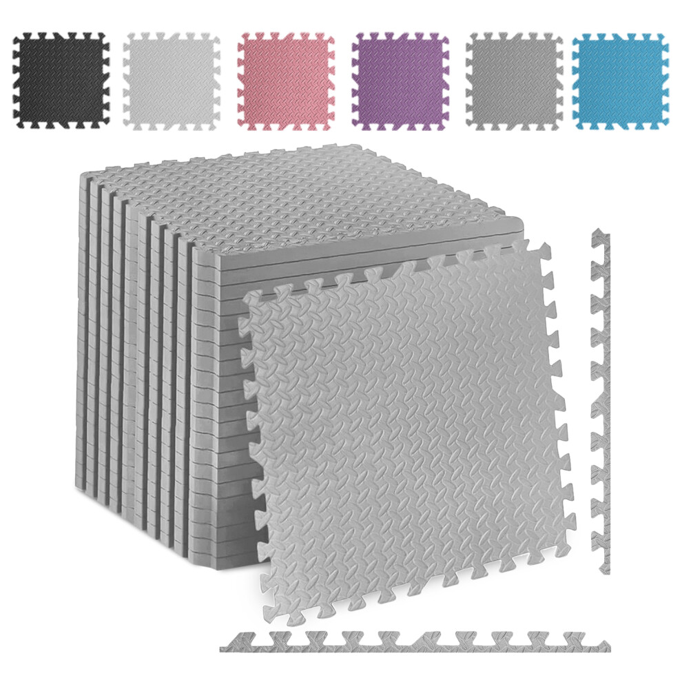 (White, 16 Pcs (64 sq.ft)) Gym Floor Mat Eva Foam Exercise Interlocking Tiles