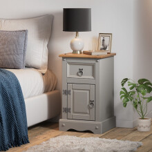 Corona Grey Wax Narrow Pot Cupboard Bedside Pine Bedroom Furniture