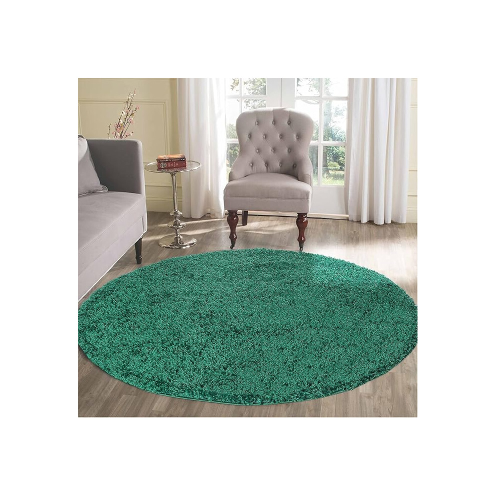 (Emerald ) Circle Round Shaggy Rug Larges Living Room Mats