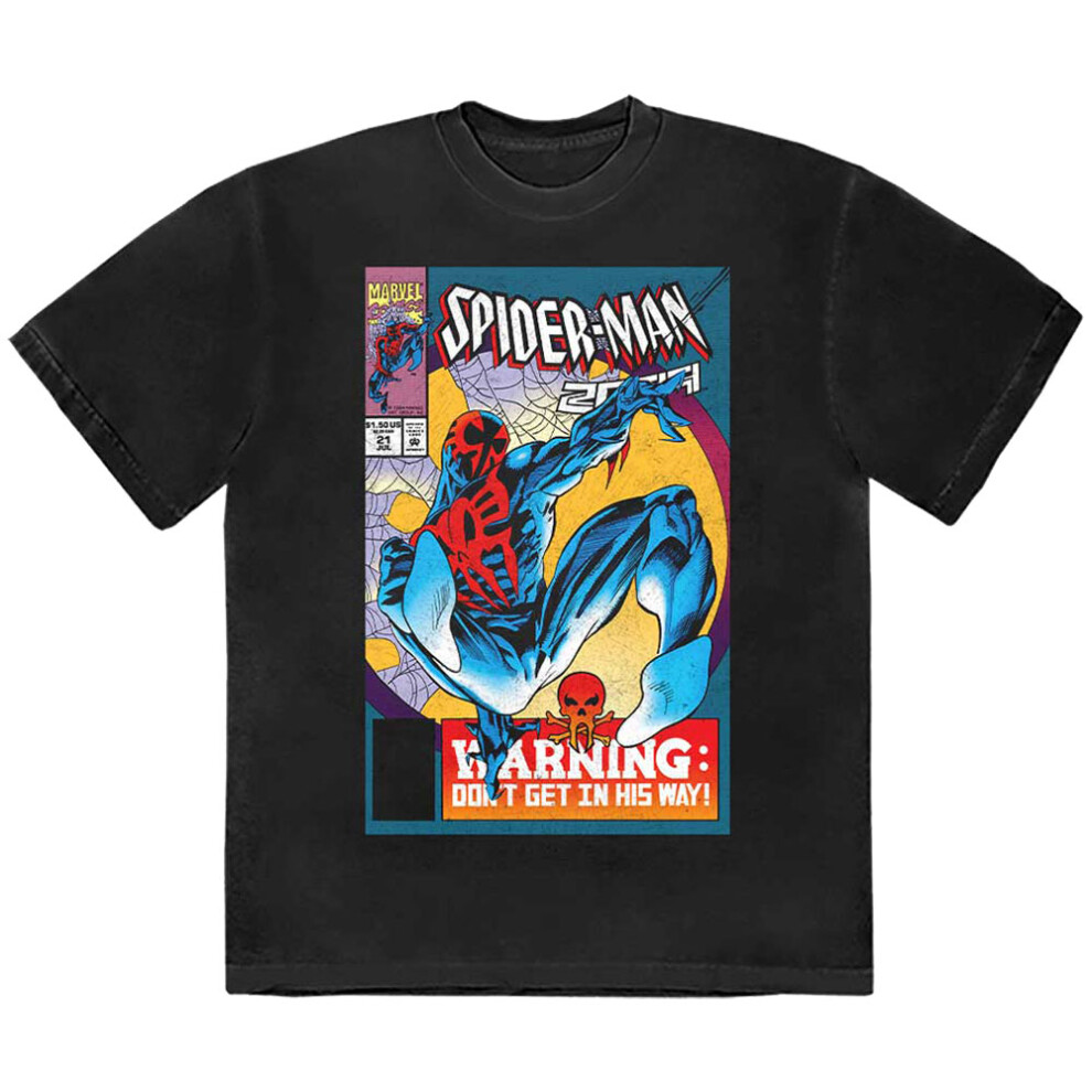 (XXL, Black) Spider Man Warning Comic Cover T Shirt