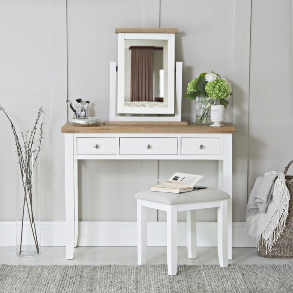 Dressing Table Storage Drawers White Solid Oak Veneer Vanity