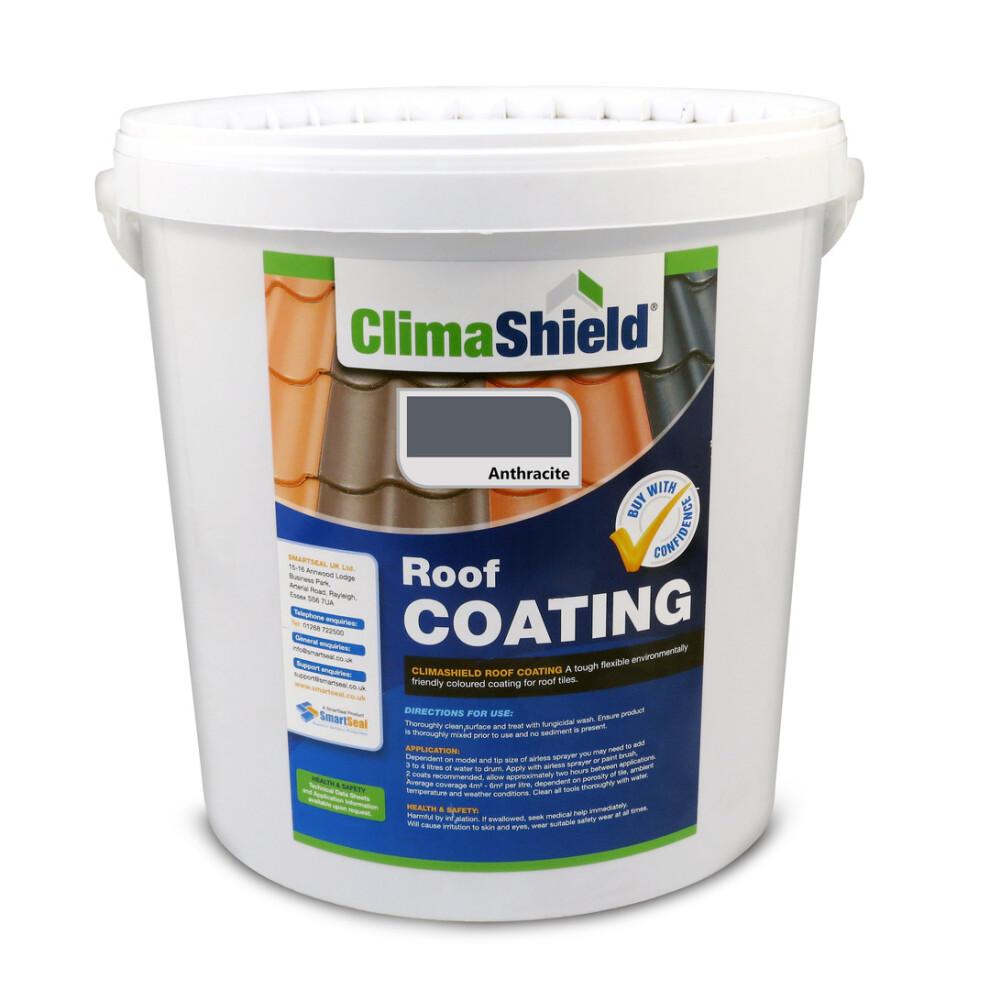 (Anthracite, 20 Litres) Climashield Roof Coating - Roof Tile Coating Coloured Sealer, Breathable Paint