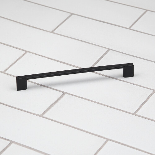 Matt Black Kitchen Cabinet Slim D Handle 160mm 1