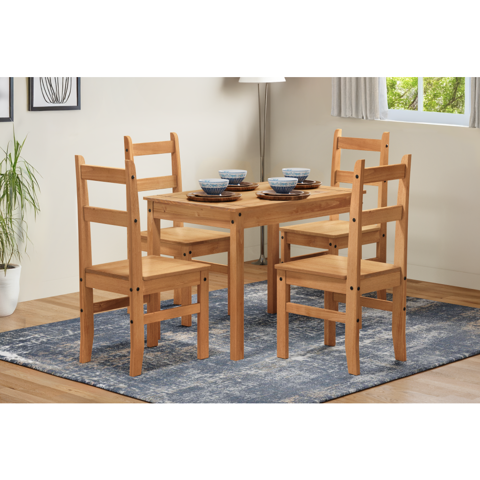 Corona Dining Table and 4 Chairs Budget Set Mexican Pine Furniture
