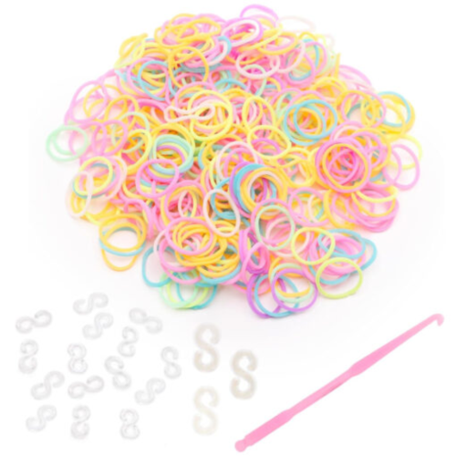 600 Loom Bands Solid Mixed 1 Knotting Hook 24 S Clips 2