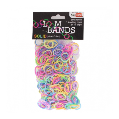 600 Loom Bands Solid Mixed 1 Knotting Hook 24 S Clips
