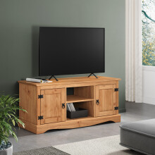 Corona TV Unit 2 Door Media Wide Screen Solid Wood Pine Wooden