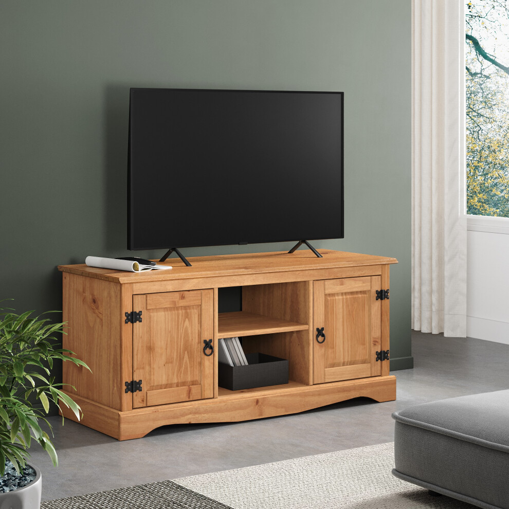 Corona TV Unit 2 Door Media Wide Screen  DVD Solid Pine Furniture