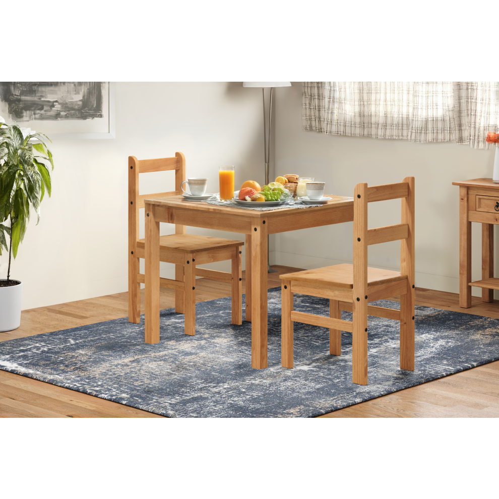 Corona Dining Table and 2 Chairs Rio Square Set Solid Pine Furniture