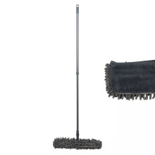 (Grey) 360° Extendable Microfibre Mop Double Sided Flat Floor Cleaner Sweeper Wet Dry