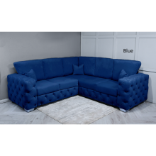 (Royal Blue Velvet, 5 Seater Corner Sofa ) SNOOZE Velvet Ashton Full Back 5 Seater Corner Sofa Sets Upholstered Plush Fabric Sofa Handmade UK