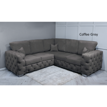 (Coffee Grey Velvet, 5 Seater Corner Sofa ) SNOOZE Velvet Ashton Full Back 5 Seater Corner Sofa Sets Upholstered Plush Fabric Sofa Handmade UK