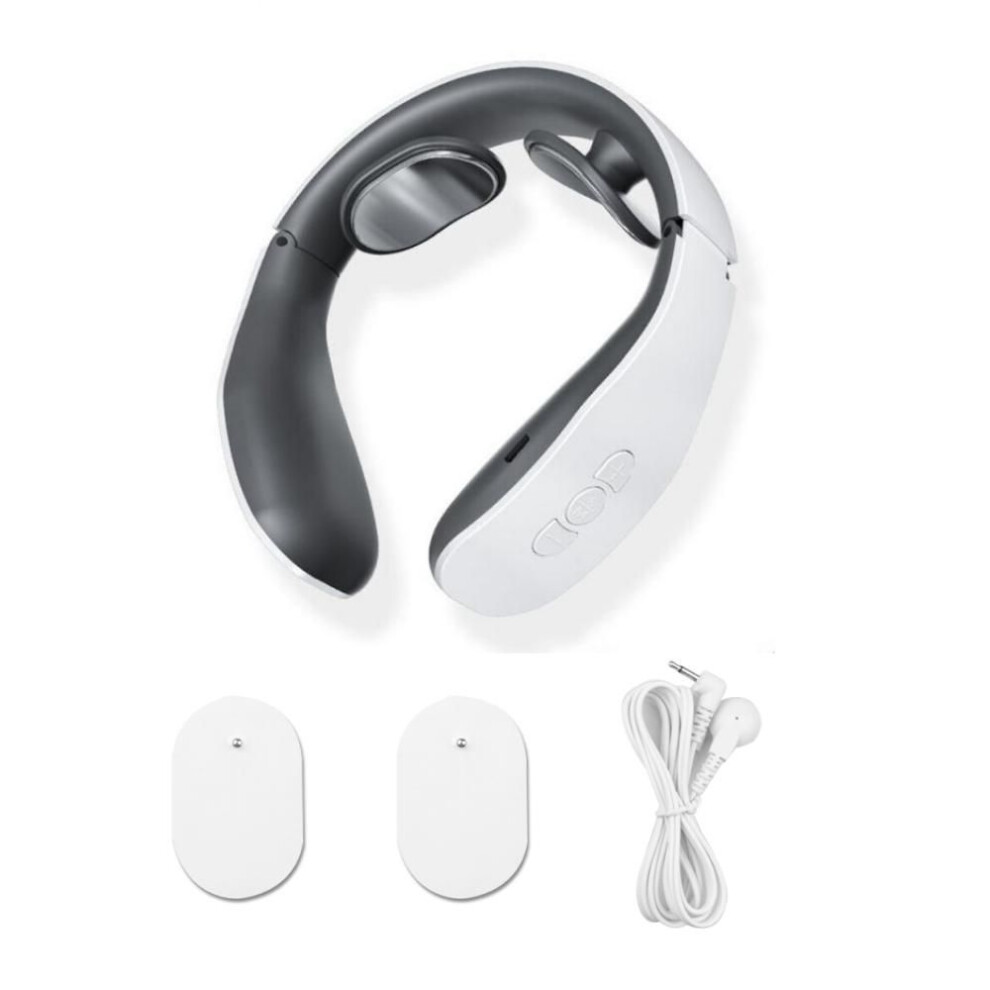 (USB Charging Version) 4 Modes 15 Gear Electric Neck Massager Ems Pulse Massage Smart Cervical Spine Massager Can Heating For Muscles Relax Pain Relief Physiotherapy