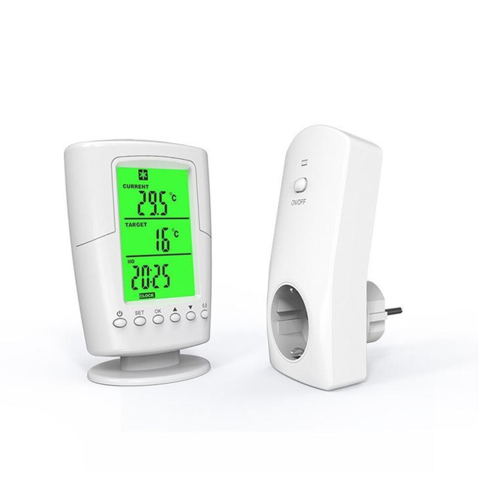 (EU) Wireless Thermostat Temperature Controller Socket Lcd Display With Green Backlight Thermoregulator