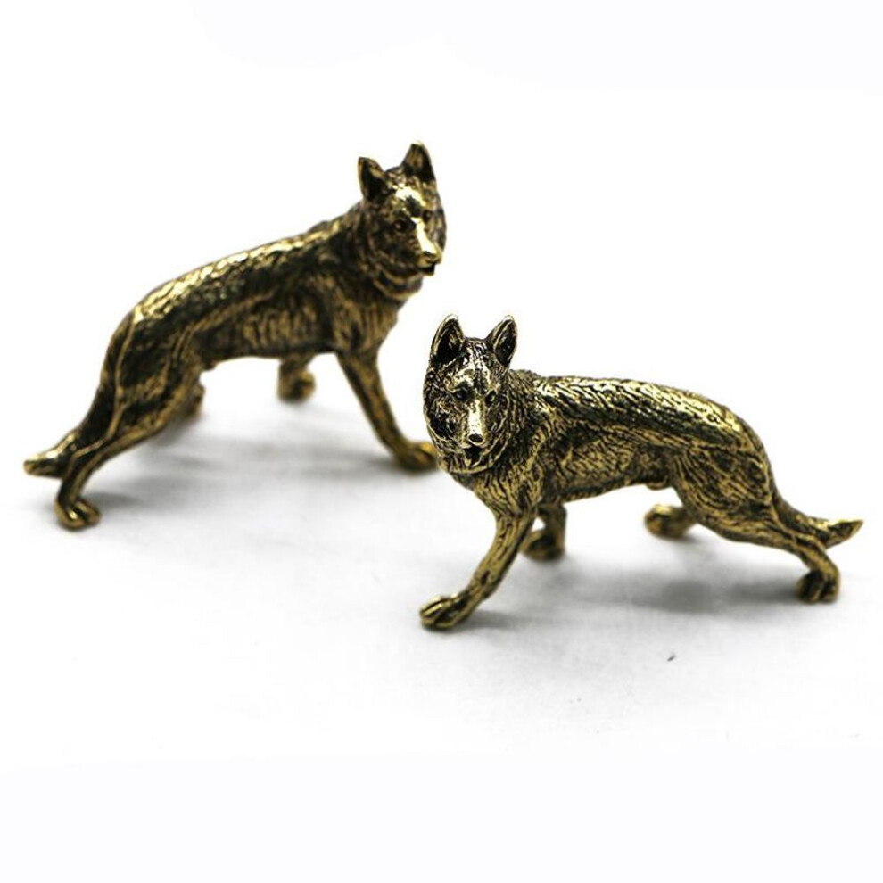 Vintage Bronze Hound Dog Statue Ornament Pure Brass Wolfhound Animal Miniature Figurine Living Room Desk Decoration Accessories