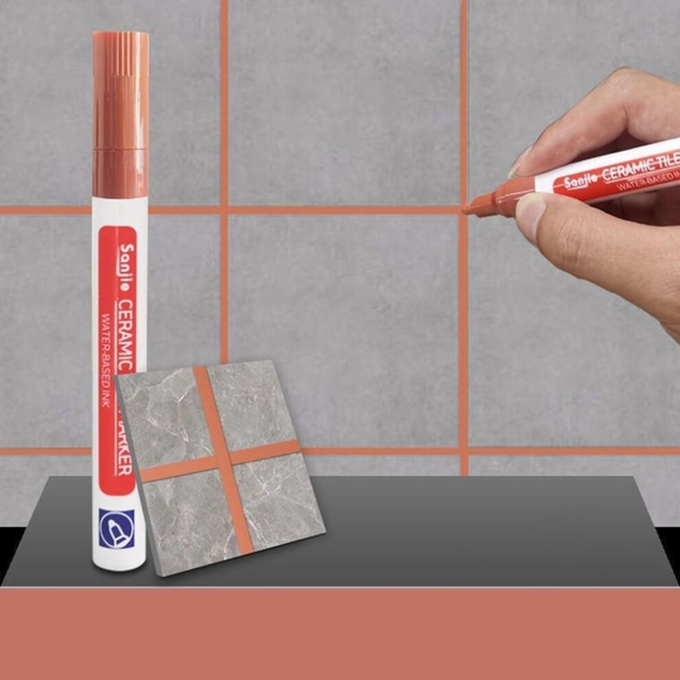 (Brown) Waterproof White Tile Marker Pen For Grout And Gap Repair 4096762398574