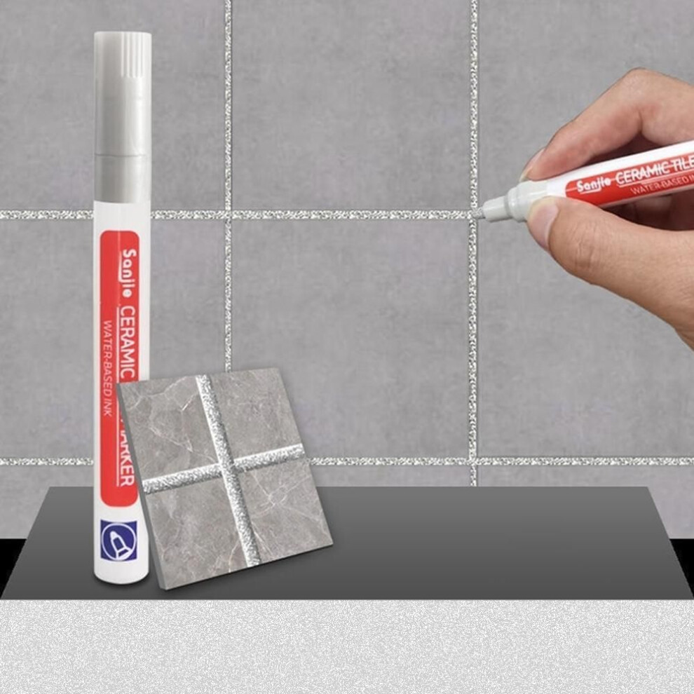(Silver) Waterproof White Tile Marker Pen For Grout And Gap Repair 4096762402684