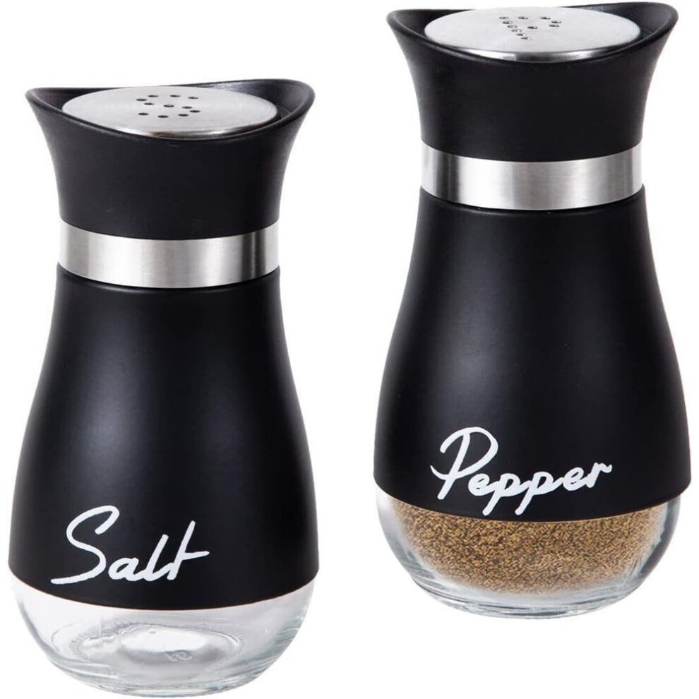 (black) Refillable Salt And Pepper Shakers Set Stainless Steel 2 Pcs Spice Bottles Container For Home Restaurant Picnic Kitchen Accessories