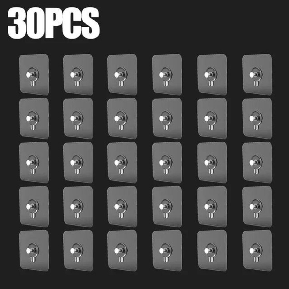 (as the picture, 30PCS) Strong Adhesive Hooks Picture Frame Holder Poster Photo Clock No Drilling Hooks Waterproof Kitchen Bathroom Hanger Screw Hooks
